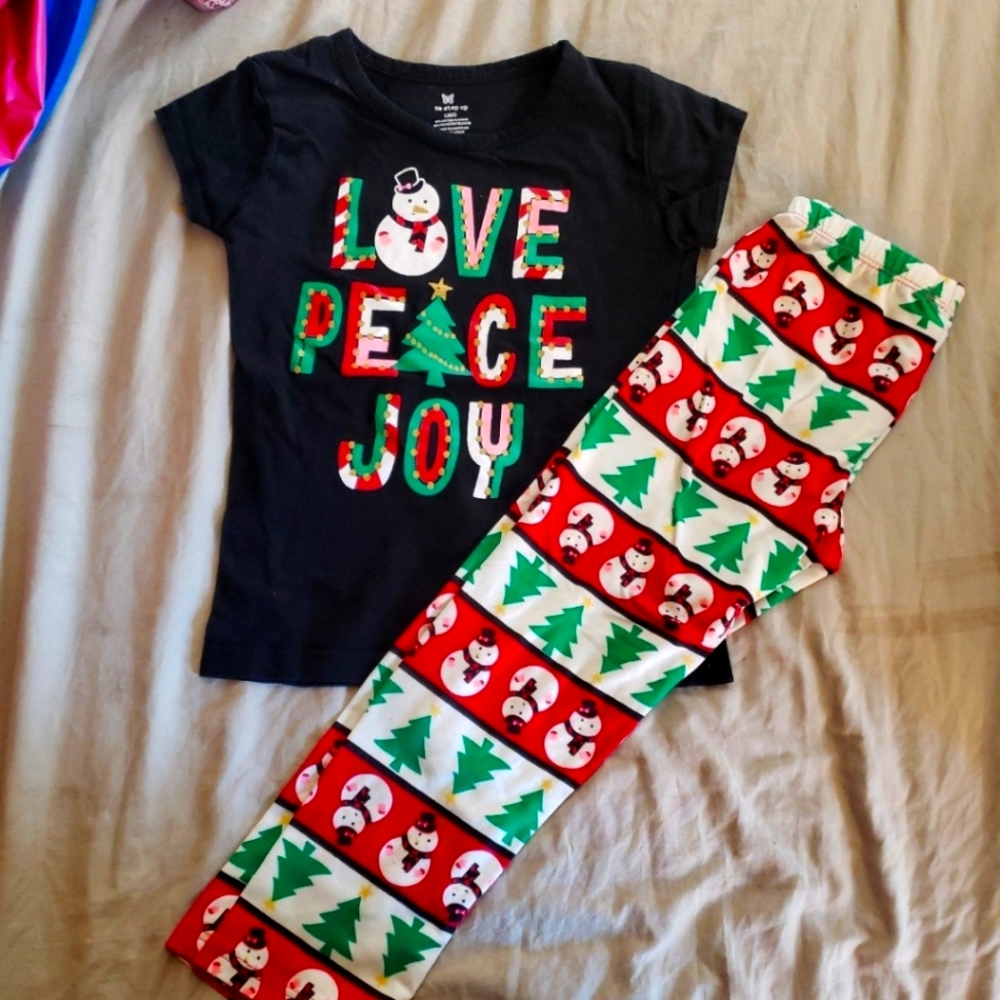 Christmas holiday outfit set girls 6x snowman tree